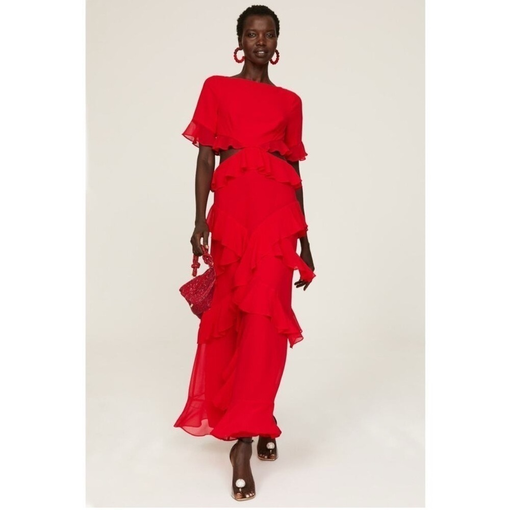 Fame & Partners Marse Ruffle Cutout Formal Maxi Dress